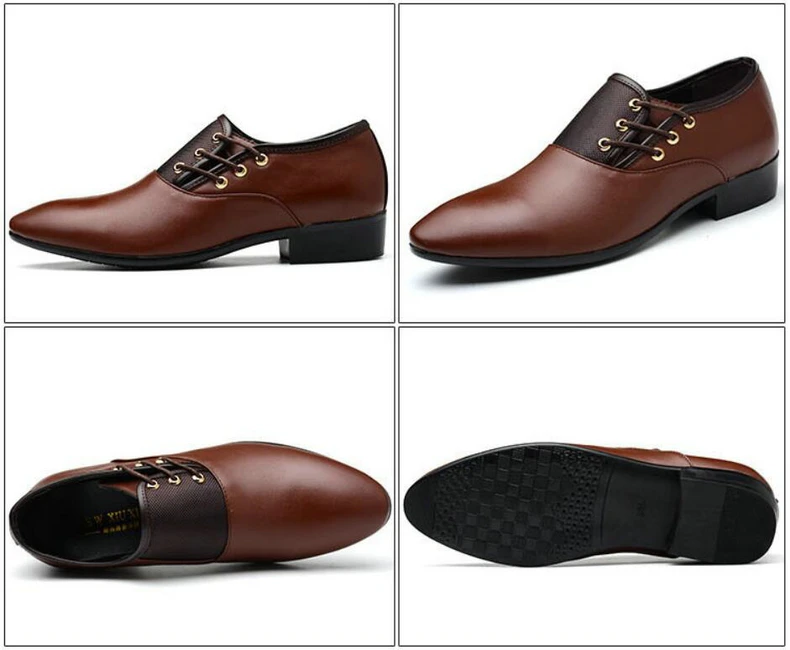 Men's Wedding Shoe Oxfords For Mens Shoes Formal Leather Black Brogues Dress Shoe Lace-Up Men Casual Shoes Oxfords Large Size 47 (5)
