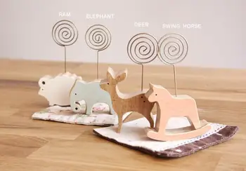 

Korean cute cartoon animal photo wire holder, HORSE / SHEEP / DEER / ELEPHANT memo holder , desktop card holder