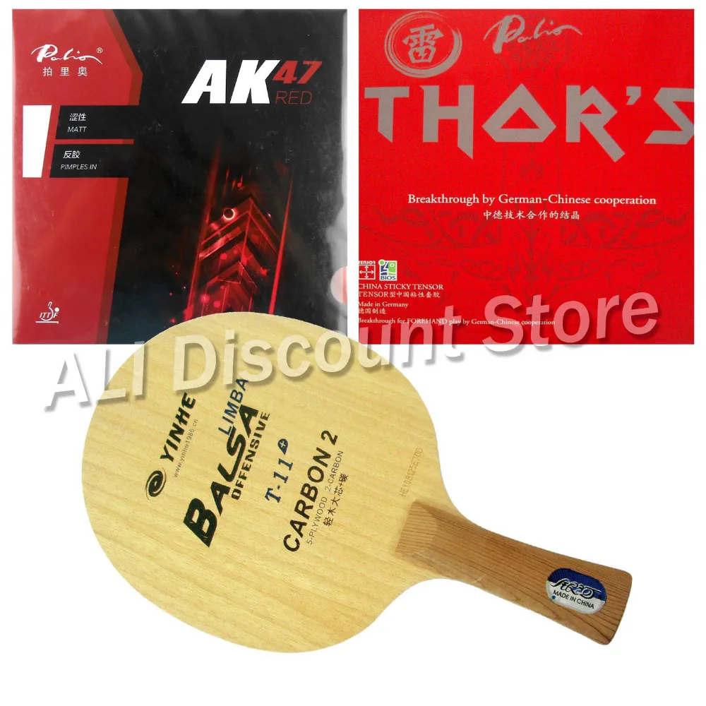 

Galaxy Yinhe T-11+ Blade with Palio AK47 RED and THOR'S Rubbers for a Table Tennis Combo Racket FL