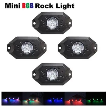 

4 pcs X Multi-Color RGB LED Rock Light Kits With Bluetooth Controller ,Timing Function, Music Mode for Cars Truck ATV SUV