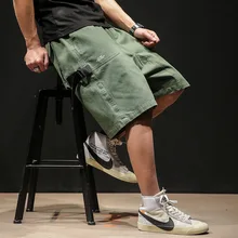 Летние свободные шорты-карго 5XL для мужчин на молнии с карманом для улицы, низкие мужские шорты, технологичные шорты, Masculina Academia, шорты в стиле хип-хоп