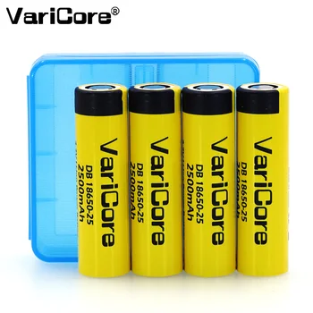 

Varicore 4 pcs. New 18650 Rechargeable Li-ion Battery 3.7 V 2500 mAh Battery can hold electronic 20A discharge + storage box