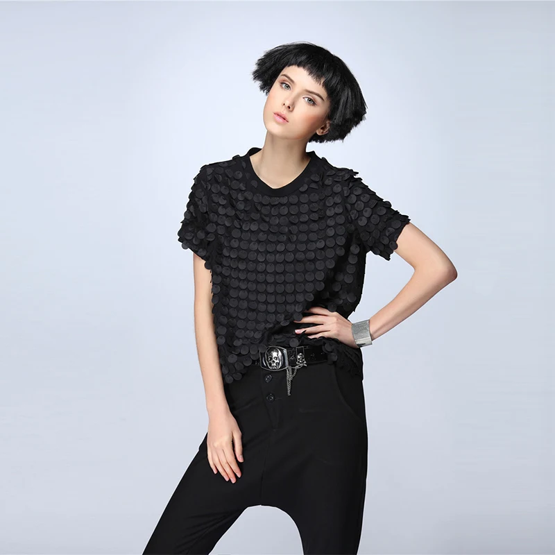 

Fannic Ruffles Black T Shirt Ladies Patchwork O Neck Short Sleeve Oversize T Shirts Summer Casual Tops Clothing