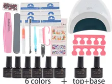 MeetNail 6 cor uv gel polish 48w led lamp conduziu a uv manicure gel conjuntos de kits de ferramentas da arte do preg