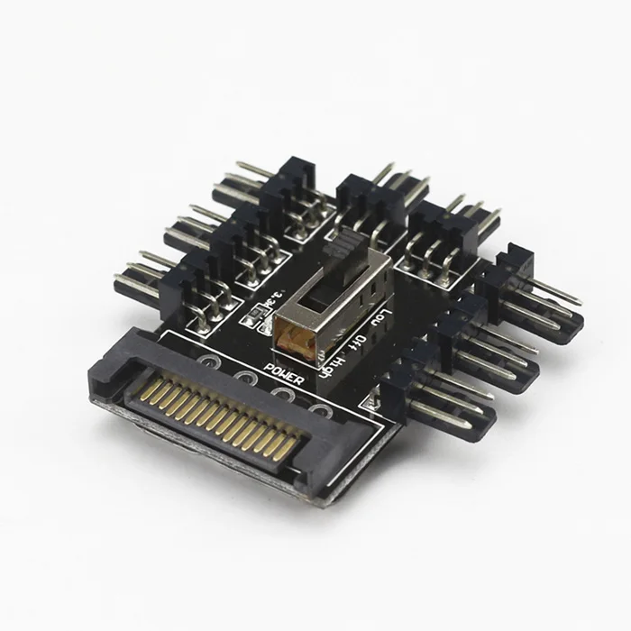 

Multi Way Splitter Cooler Cooling Fan Hub PC Computer SATA 1 to 8 3pin 12V Power Socket PCB Adapter QJY99