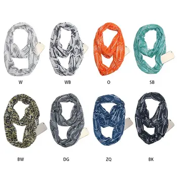 

Women Convertible Infinity Loop Scarf Geometric Arrow Leopard Print Ring Blanket Wrap Shawl With Secret Hidden Zipper Pocket