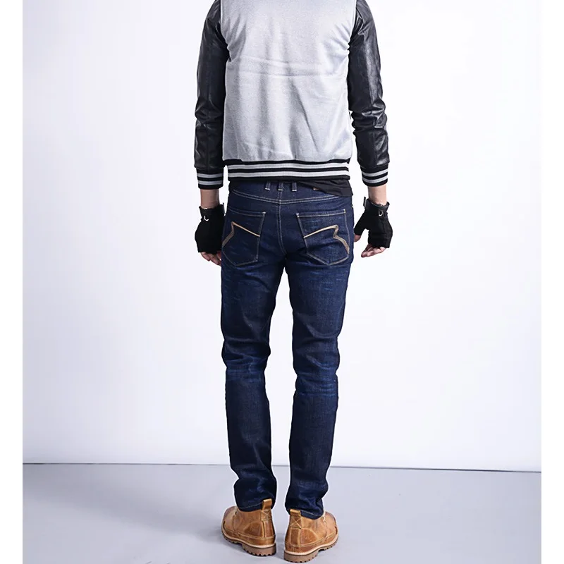 Fashion Jeans Men Blue Moustache Patch Straight Cotton Jean Big Size 30-38