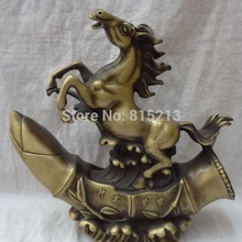 Bi0011681 1" Китайский Бронзовый Фэншуй Зодиак Год Прыжок Лошади Статуя Бамбук Фигурка