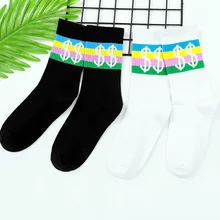 Dreamlikelin/модные весенне-осенние женские носки, символ доллара, с принтом, уличная, дышащая, Радужная, полосатая, носки