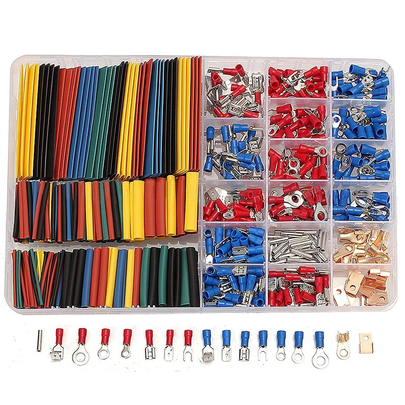 

328pcs Heat Shrink Tubing Tube + 350pcs Spade Terminals Car Electrical Wire Set with Box
