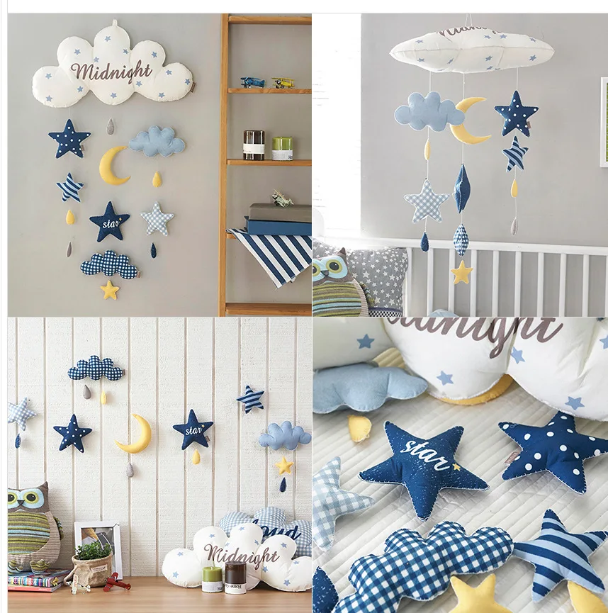  New Arrived Cloud Rocket Star Astronaut DIY Wall Mount Toys Kids Room Baby Stroller Bed Plush Toys 