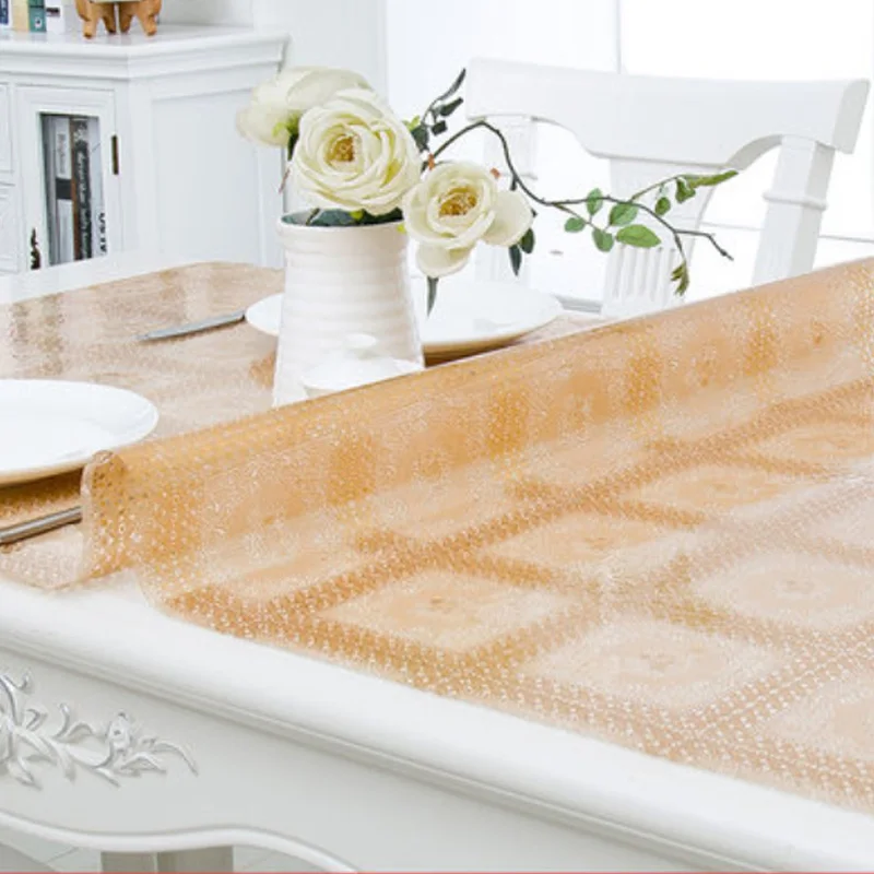 HAZY PVC Tablecloth Waterproof PVC Tablecloth Soft Glass for Kitchen Table Cover Oil-proof Protecto