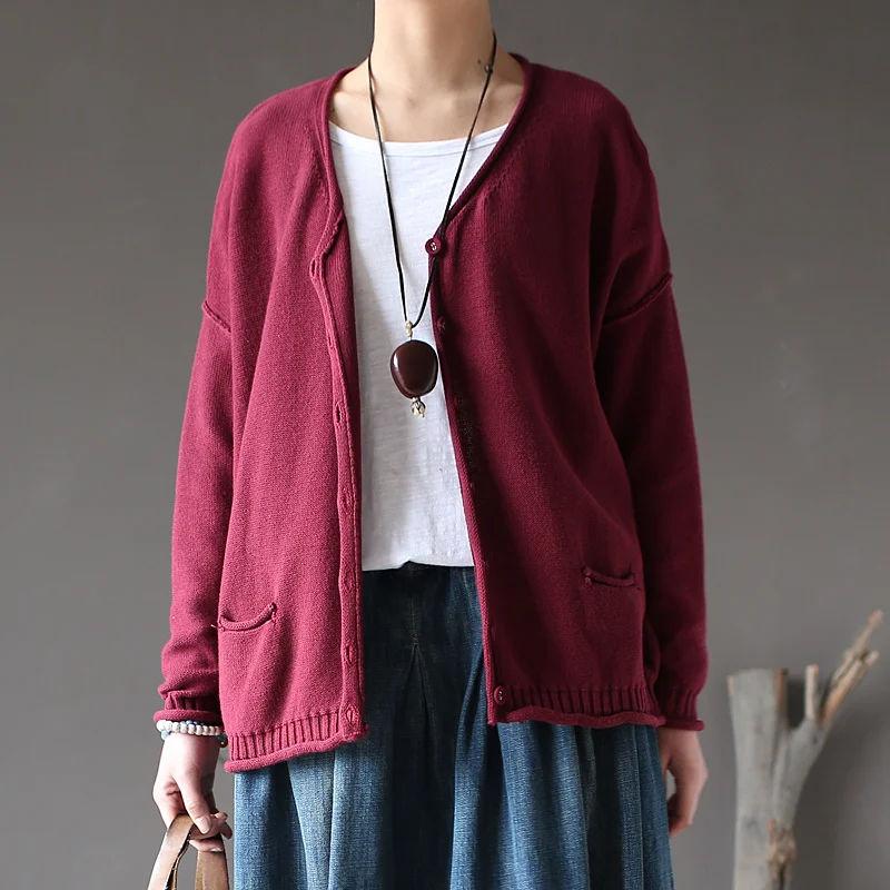 

OriGoods Knitted Cardigan Women Sweater Plus size Casual 2018 Fashion Women Cardigan V-neck Autumn Winter Sweater Femme A200