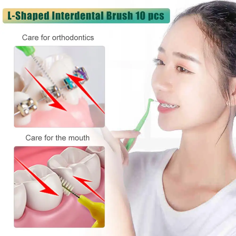 Escova de Dentes Escova de Dentes de Correção Dentadura Escova Interdental L-forma Suspensórios Dente Ortodôntico de Correção Especial Tomada Escovas 10 Pçs - Set 4 Suspensórios Dente Ortodôntico Escova de Dentes Escova