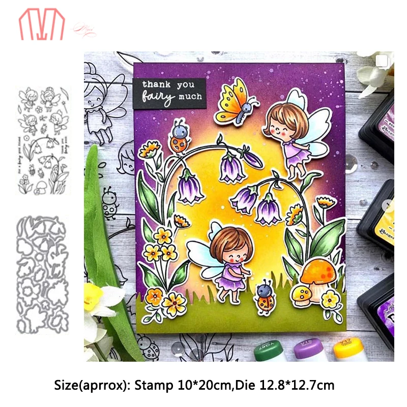 

Mai Butterfly Fairy Metal Cutting Dies Stencils Cear Stamp for DIY Scrapbooking photo album Decorative Embossing DIY Paper Cards