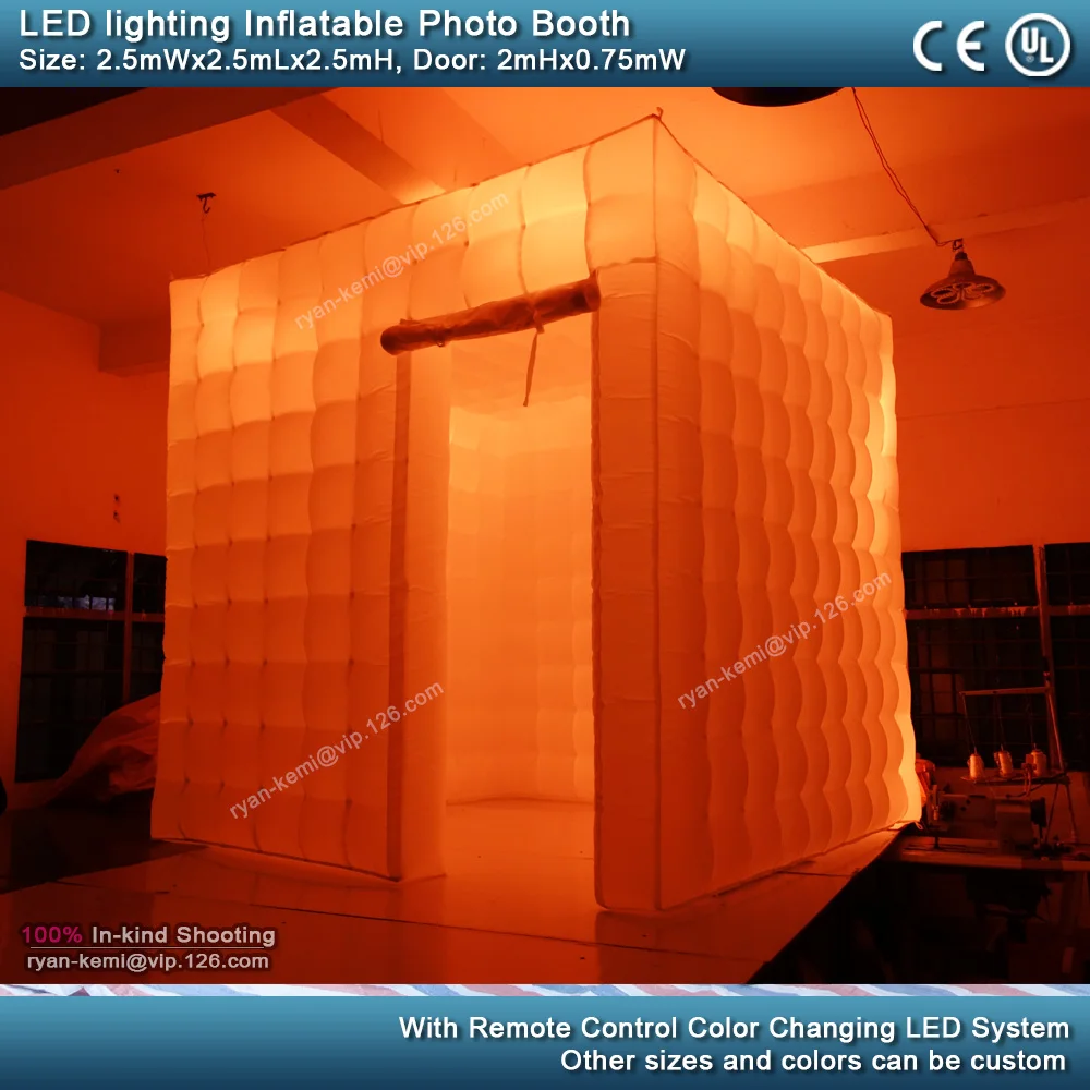 2.5m-8.2ft-inflatable-photo-booth-LED-lighting-portable-inflatable-photo-tent-enclosure-cube-tent-with-blower-orange
