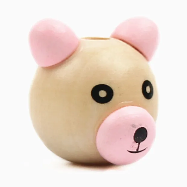 20 шт 3D Медвежонок шарик улыбающееся лицо деревянная Соска с бусами зажим и ювелирные изделия для деревянных мультяшных детей