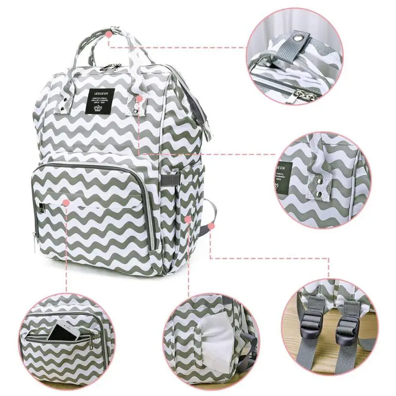 Волна для беременных Водонепроницаемый сумка для подгузников USB Порты и разъёмы большой Ёмкость путешествия Мумия кормящих Коляски Baby Care
