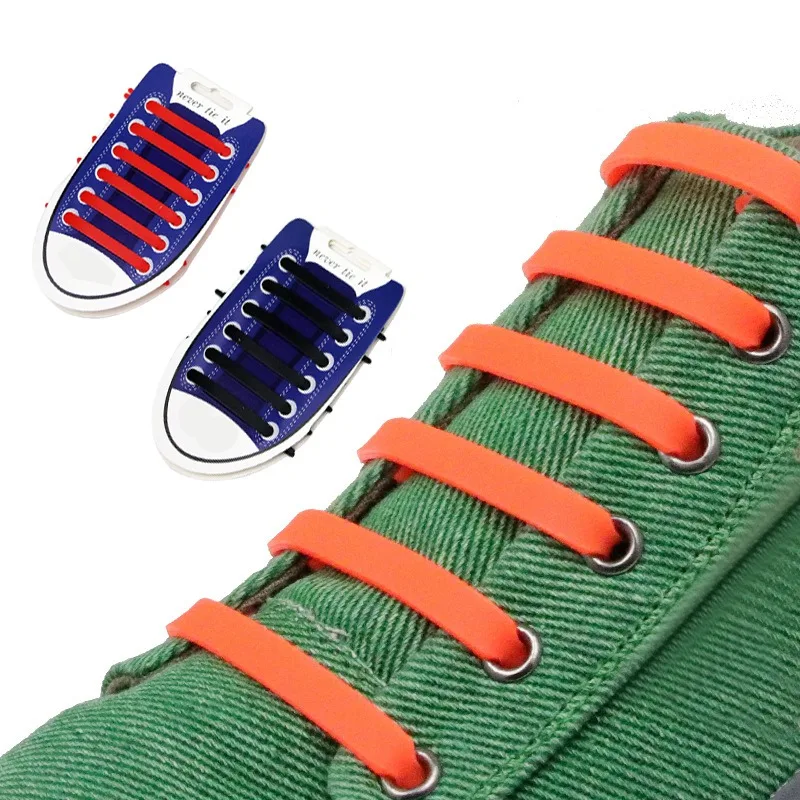 

12pcs /lot Unisex No Tie Shoelaces Elastic Silicone Shoelace Practical Men Women Shoes Laces Lacing Shoe for Canvas Shoes