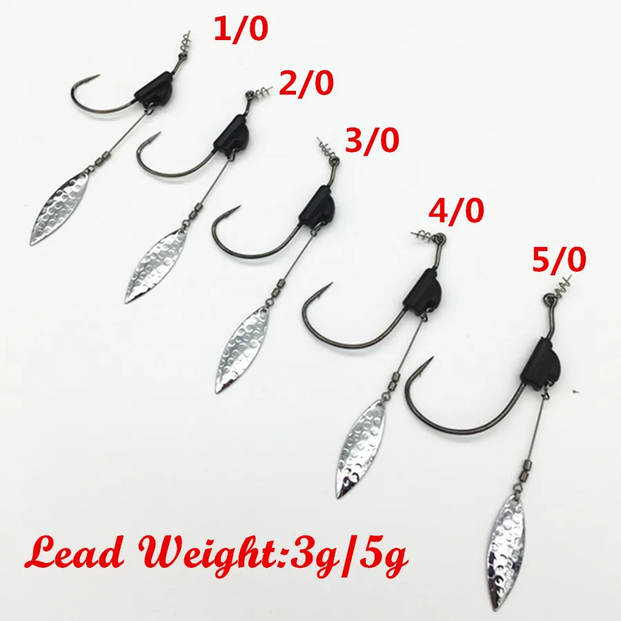 10Pcs*Crank Hook With the Lead Sinker Metal Spoon Sequins Weight Lure Spinner Soft Maggot Worm Hooks | Спорт и развлечения