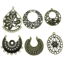 4 Uds pendientes con colgantes conector Vintage antiguo bronce pendientes conector encantos Diy