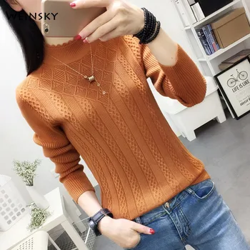 

Women Solid Knitted Sweater And Pullovers Full Sleeve Ladies Korean Fashion Tops Jumper Sweater Autumn And Winter 2019 New