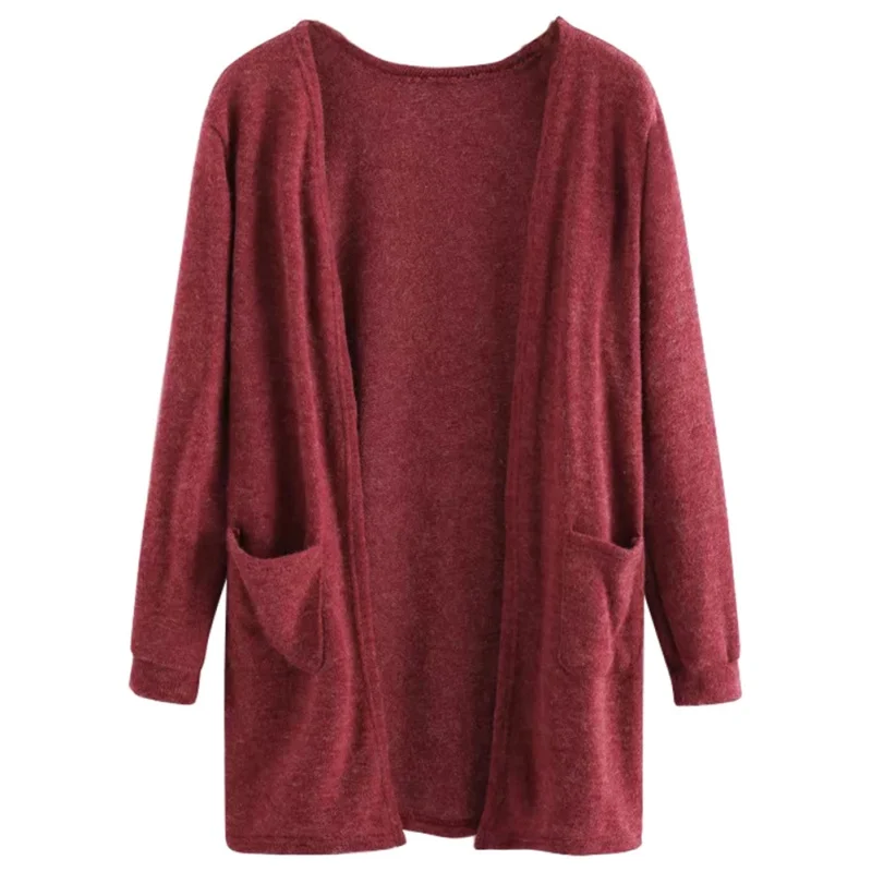 Winter Wool Blend Women Long Sleeve O Neck Cardigan