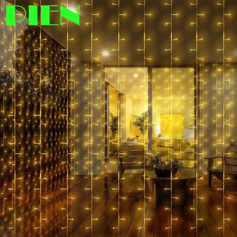 Window Curtain Icicle Lights 300 LEDs 3m String Fairy light Christmas New Year Garland ...