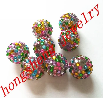 

(choose size) 12mm/16mm Rainbow color Resin Rhinestone Beads,Bling Resin Ball Beads, for Chunky Kid Necklace Jewelry