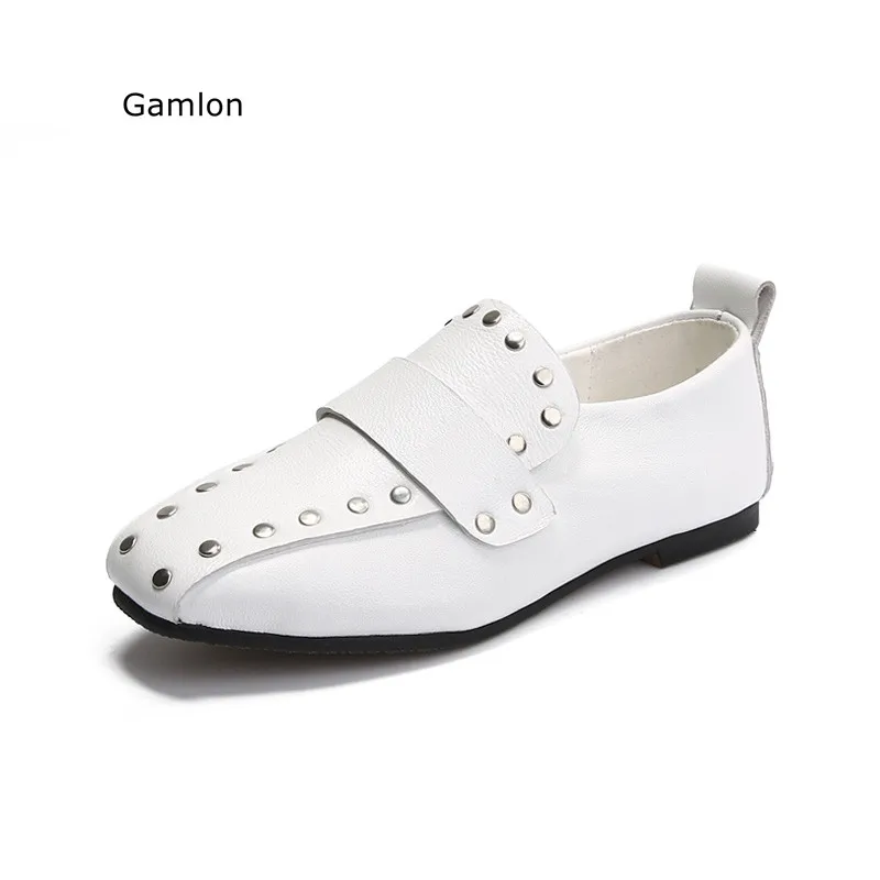 

Gamlon Genuine Leather Girls Mama Shoes Single Square Head British Peas Shoes 2017 Spring New Parent-child Rivet Dance Shoes