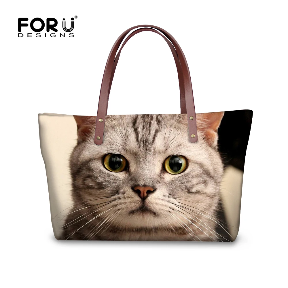 FORUDESIGNS милые британские короткие женские сумки с принтом кошки модные на плечо