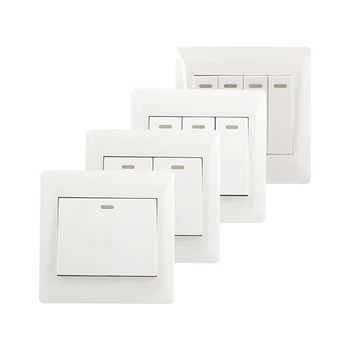 

1/2/3/4 Gang 2 Way Push Button Switch Panel Wall Interruptor White PC Frame Panel Light Switch On/Off Wall Switch Controller