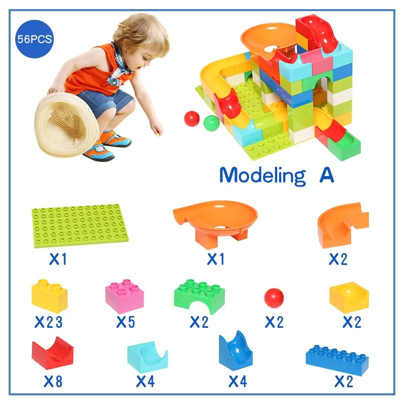Новейший строительный блок большого размера 56+ шт, мраморные гоночные блоки DIY, кирпичи, строительные блоки, лабиринт, строительные игрушки для детей - Цвет: Model A