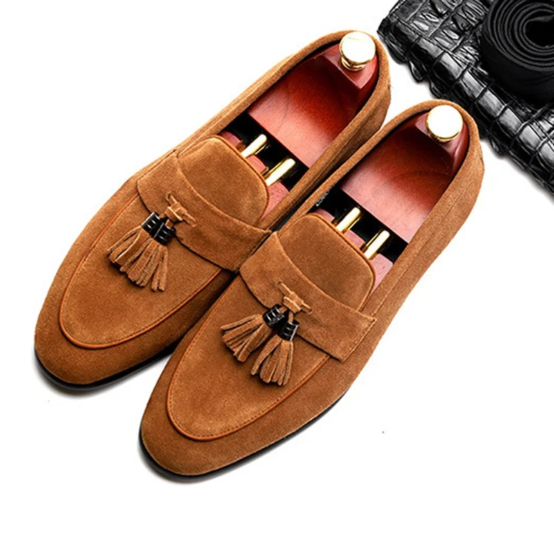 Camurça Mocassins Borlas Homens Js169 azul Confortáveis Apartamentos Escritório De Homem Vaca marrom Negócios Dos Casuais Grife Nova Artesanal Sapatos Preto Couro Chegada awZxYqf