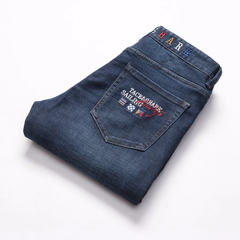 Jeans man Tace&shark brand clothing jeans Straight, medium and straight cotton, Thick fabric, embroidered jeans Billionaire men