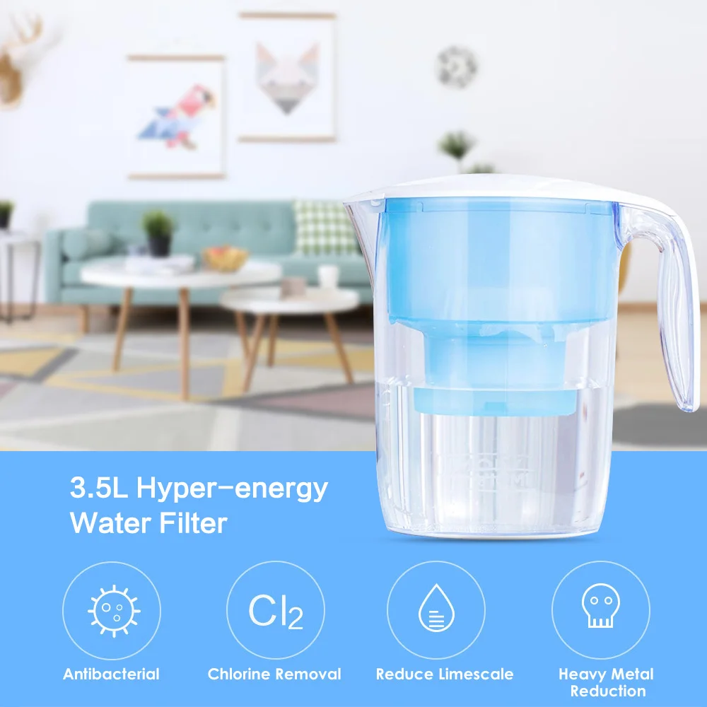 

Xiaomi Viomi 3.5L Water Filter Hyper-energyPitcher Filtration Dispenser Cup with Lid Spout 7 Multipurpose Water Intake Flow