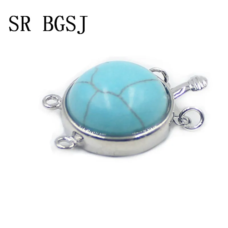 Free shipping 2 strand Kinds of Gems Jewelry Making Coin Shape Box Stone Clasp 18mm|Ювелирная фурнитура и компоненты| |