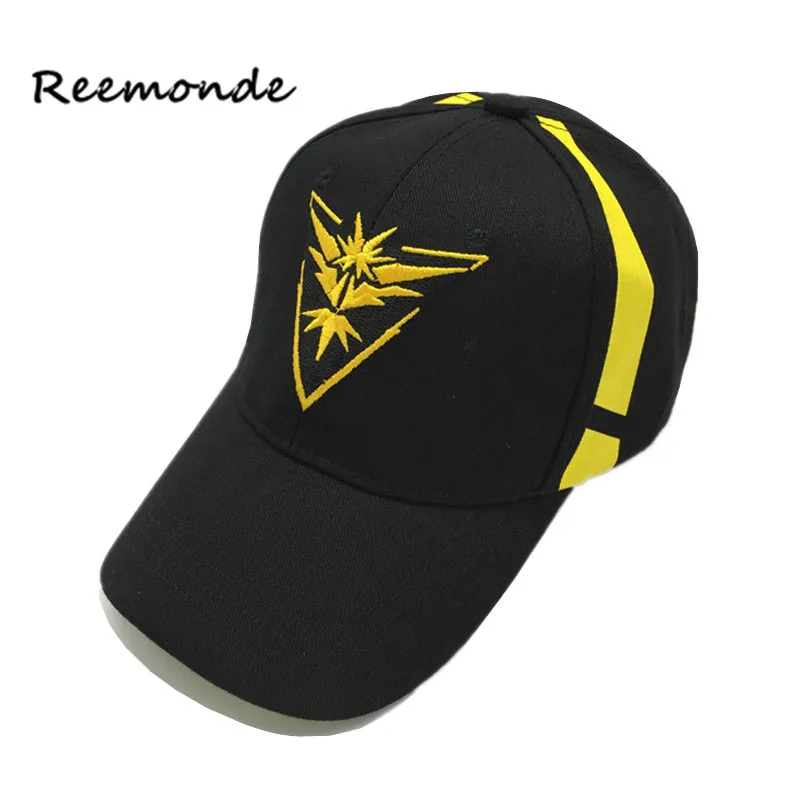 

REEMONDE Pokemon Go Baseball Cap Valor Team Instinct Caps For Women Man Fitted Hat Snapback Bone Hat Adjustable Street Dance Cap