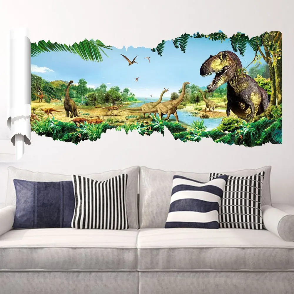 9050 Cm Terbaru Kesan 3D Kartun Film Dinosaurus Rumah Decal Wall