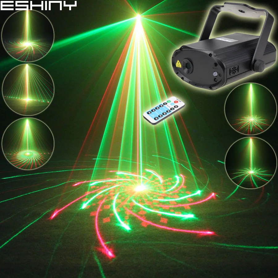ESHINY عن البسيطة R & G الليزر 32 أنماط العارض DJ الرقص ديسكو بار الأسرة حزب عيد الميلاد مرحلة الإضاءة تأثير ضوء تظهر N7T165