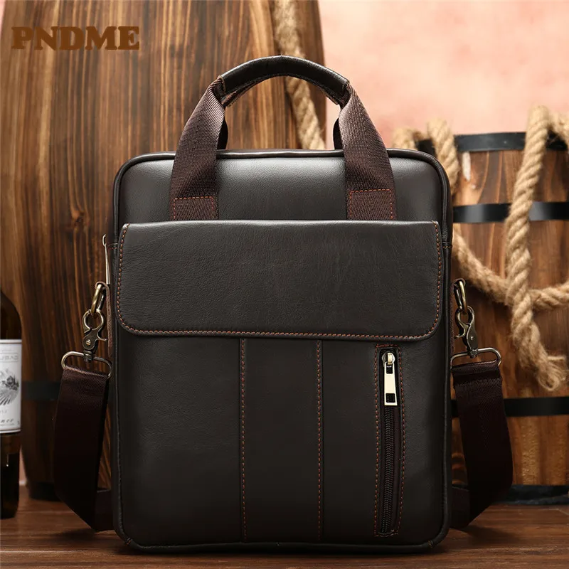 

High quality first layer cowhide business bag for men with a cross shoulder bag
