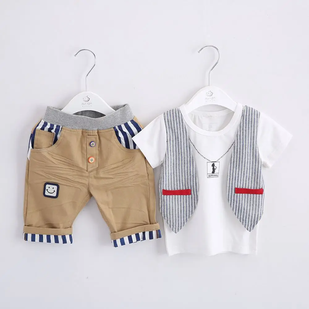 Anlencool 2017 summer new boy fake piece casual short sleeved suit free