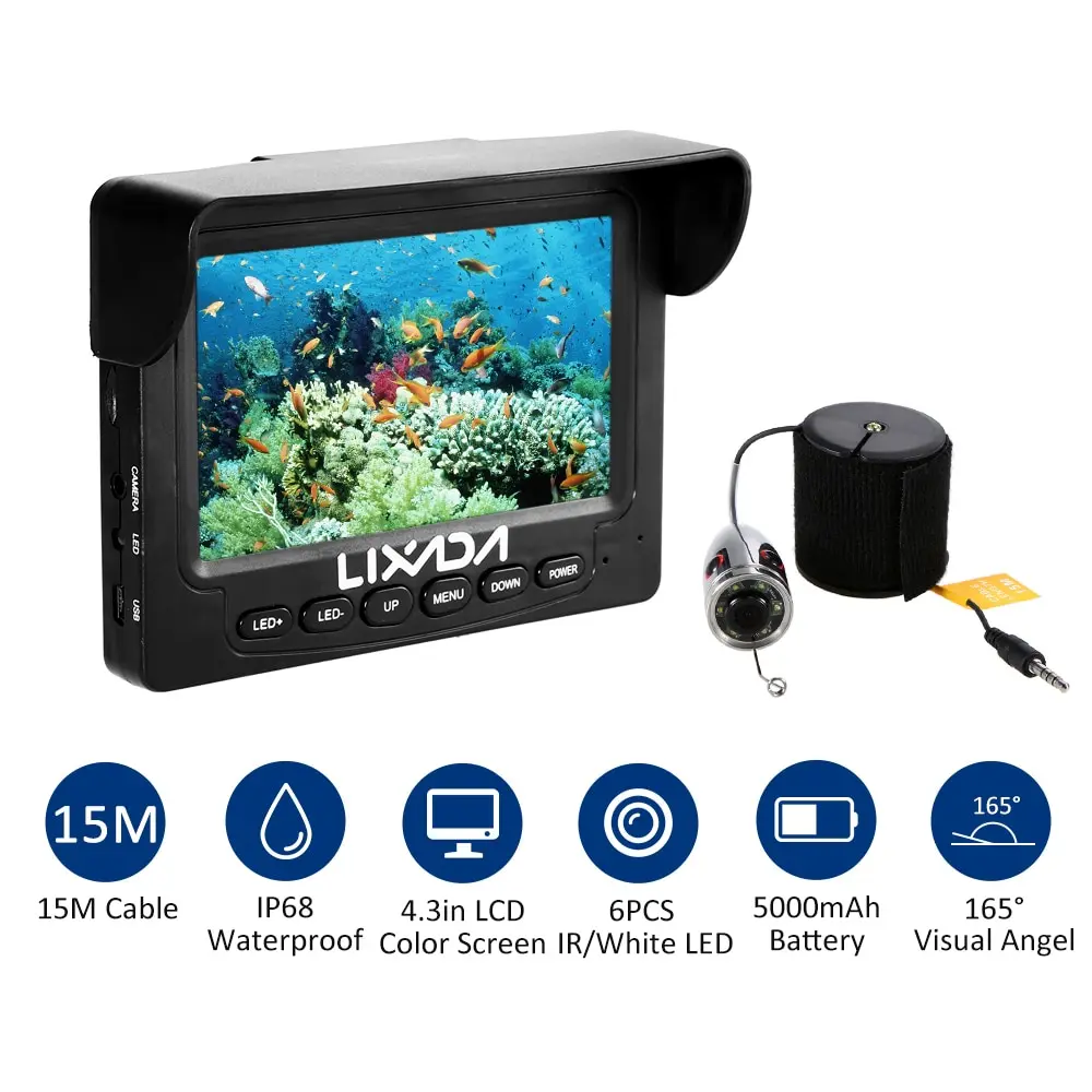 Lixada صياد السمك تحت الماء LED للرؤية الليلية كاميرا 15 M كابل ل البحر الكارب الصيد Pesca 1000TVL 4.3in شاشات كريستال بلورية