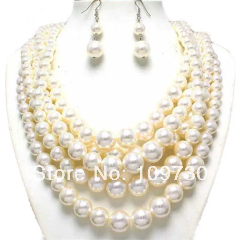 

Jewelry 005670 natural south sea white pearl necklace 14KG match earrings hot