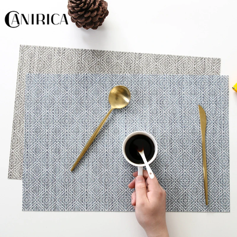 

CANIRICA Table Mat PVC Placemat Table Accessories Drink Coaster Rectangle Dining Mantel Individual Nordic Table Decoration 45*30