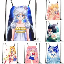 Custom Bishoujo Senshi Sailor Moon Drawstring Backpack Bag Cute Daypack Kids Satchel (Black Back) 31x40cm#180531-03-11