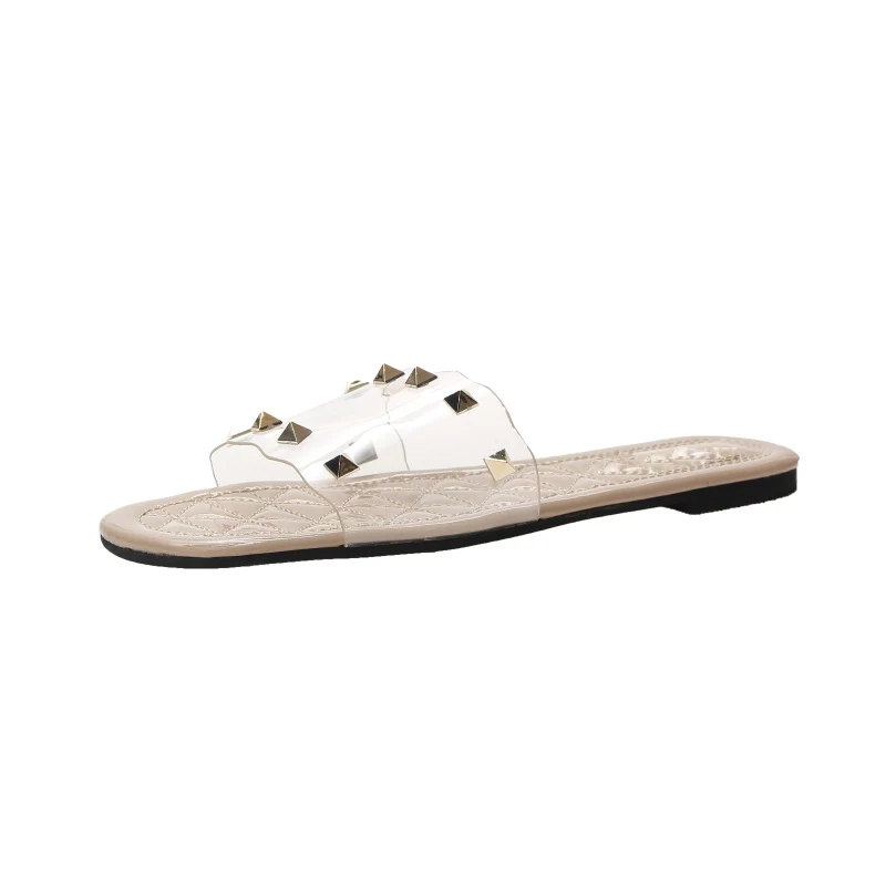 

Summer new transparent outward wearing ins fashion rive house slippers