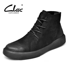 CLAX Мужские ботинки модные Повседневное кожаная обувь с высоким берцем из натуральной кожи desert загрузки Мужской chaussure homme большой Размеры