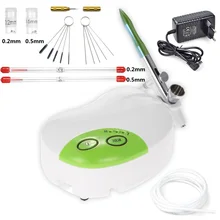 WWW KLY Аэрограф Комплект с компрессором Спрей модель оружия флеш тату торт краска пульверизатор для ногтей чистящий набор 0,2 и 0,5 мм насадки иглы