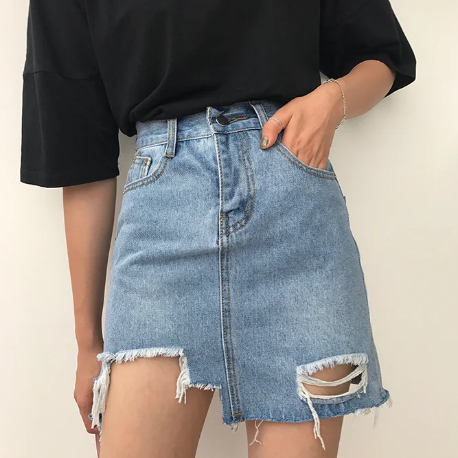 Летняя джинсовая юбка для девочек Одежда для подростков повседневная детская одежда для подростков 14, 15, 16 лет, рваные
